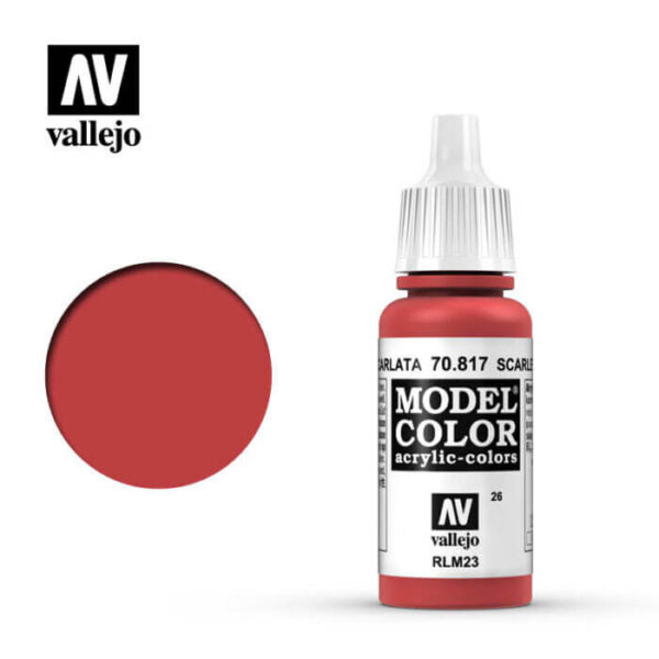 acrylicos vallejo 026 Escarlata-Scarlet 70.817 17ml Model Color es la gama mas amplia de pinturas acrílicas para Modelismo.