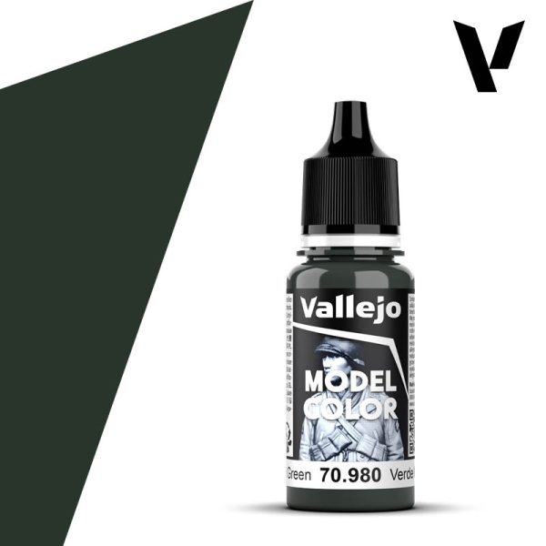 vallejo model color Verde negro - Black green 70.980 Model Color es la gama mas amplia de pinturas acrílicas para Modelismo. Los colores se han seleccionados siguiendo los criterios de los mejores modelistas basándose en referencias de Federal Standard, RAL y RLM