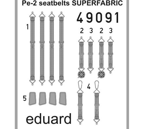 eduard 49091 Seatbelts Pe-2 Superfabric 1/48 Cinturones de seguridad impresos a color para las maqueta de Zvezda de Pe-2