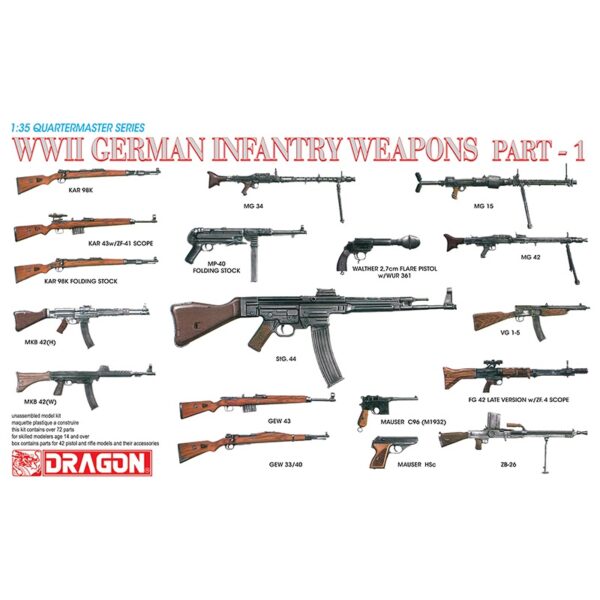 dragon 3809 WWII German Infantry Weapons Part 1 Kit en plástico para montar y pintar. Incluye diferentes armas alemanas de la 2ª Guerra Mundial ( 2 unidades de cada modelo)