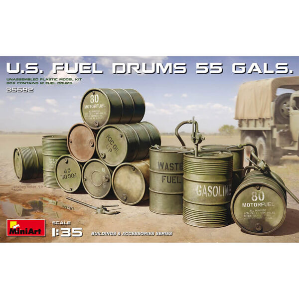 miniart model 35592 US Fuel Drums 55 Gals maqueta escala 1/35