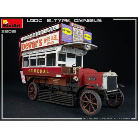 LGOC B-Type London Omnibus Miniatures Series Kit en plástico para montar y pintar. Incluye piezas en fotograbado y motor detallados.