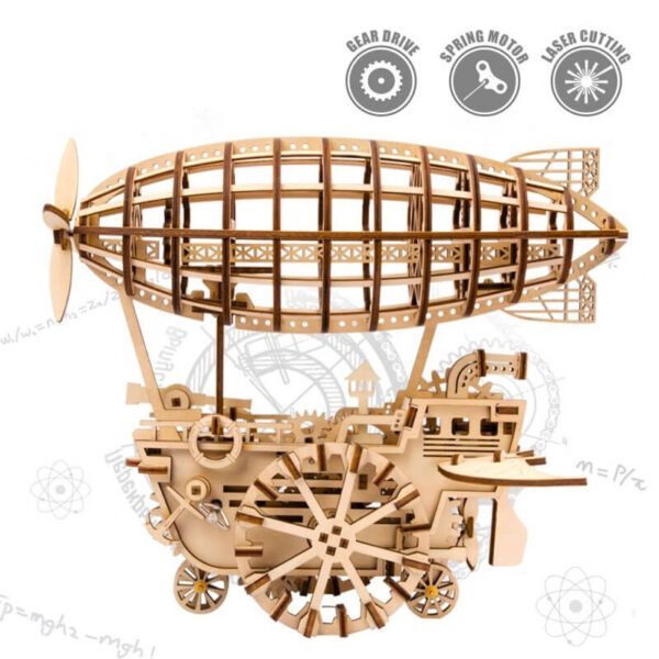 robotime rokr LK702 Air Vehicle Vehículo Aéreo Mechanical Gears ROKR Este increíble puzzle 3D de madera de ROBOTIME, es una maravillosa reproducción de un Zeppelín, en estilo steampunk, de 229 piezas y montaje sin pegamento.