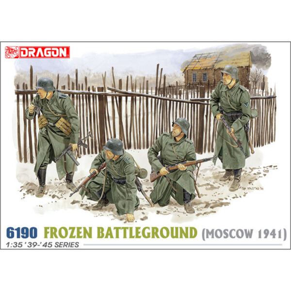 Dragon 6190 Frozen Battleground (Moscow 1941) Kit en plástico para montar y pintar. Incluye 4 figuras de infantería alemana en Moscú 1941.