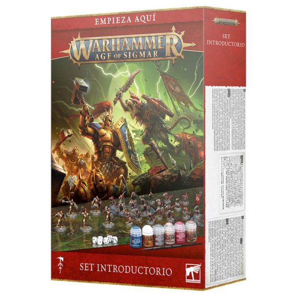 Warhammer Age of Sigmar: Set Introductorio Una introducción ideal a montar, pintar y jugar a Warhammer Age of Sigmar. Contiene 25 miniaturas de plástico de montaje a presión: cinco formidables Liberadores Forjados en la Tormenta y 20 malignos Guerreros de Clan Skaven.