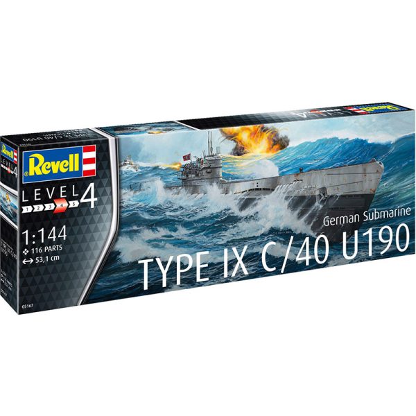 revell 05167 revell 05167 U-Boot Type IX C/40 U190 1/144 Kit en plástico para montar y pintar un submarino alemán durante la 2ªGM