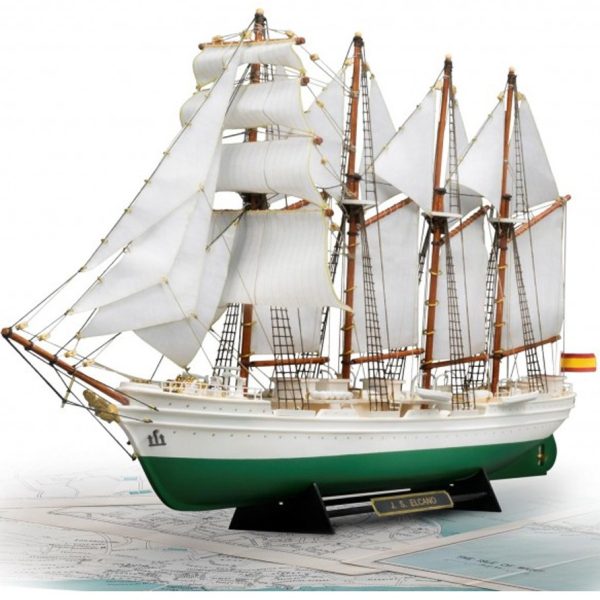 Buque Escuela J.S. Elcano 1/250 Kit de construcción para iniciarse en el modelismo naval. Se puede montar como el buque escuela Elcano español o el buque escuela Esmeralda de Chile.