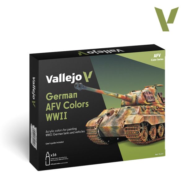 vallejo 70255 German AFV Colors WWII Estuche con 16 colores para pintar los distintos camuflajes de los vehículos y blindados alemanes a lo largo de la 2ªGM.