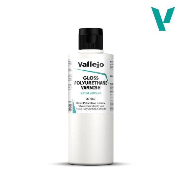 vallejo 27650 Barniz Poliuretano Brillante 200ml Barniz de acabado brillante, de secado rápido.