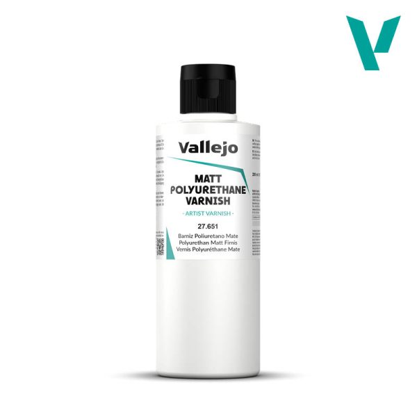 vallejo 27651 Barniz Poliuretano Mate 200ml Barniz de acabado mate, de secado rápido.