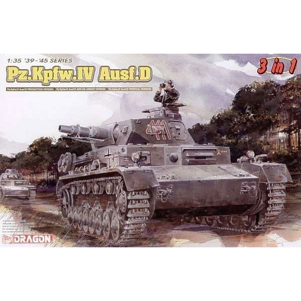 Dragon 6265 Pz.Kpfw.IV Ausf.D 3in1 1/35 Kit en plástico para montar y pintar. Incluye piezas en fotograbado, orugas por eslabones individuales y cañón torneado en aluminio.