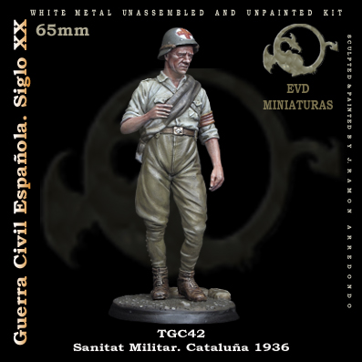 el viejo dragon Sanidad Militar. Cataluña 1936 Figura de colección en metal blanco para montar y pintar. Época: Guerra Civil Española.